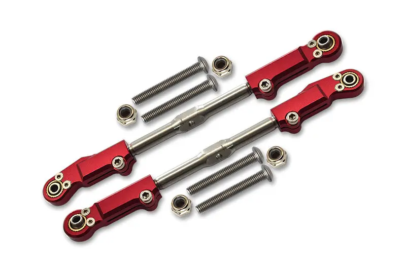 Arrma 1:8 Kraton / Notorious / Outcast / 1:7 Fireteam Aluminium + Stainless Steel Rear Upper Arm Tie Rod - 2Pc Set Red 1