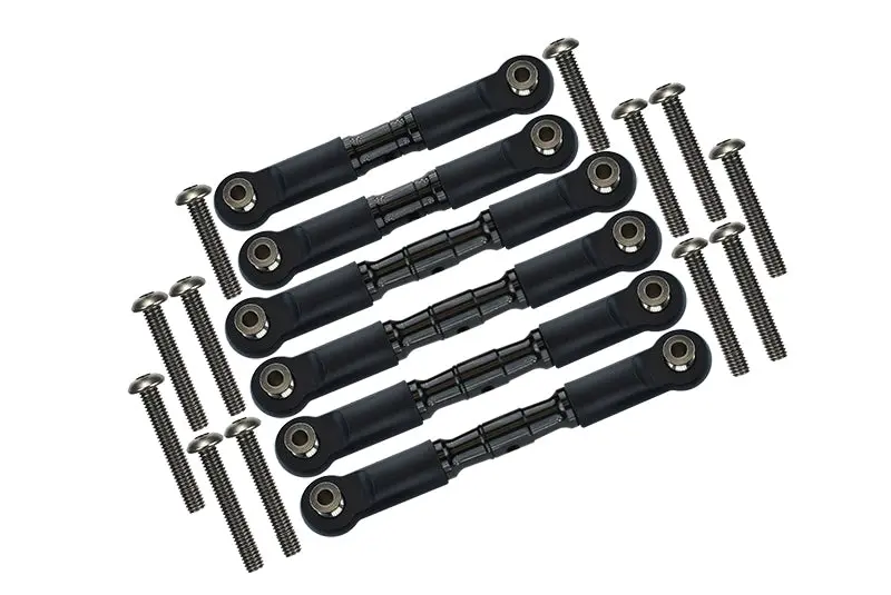 Arrma Granite 4X4 / Big Rock Crew Cab 4X4 Upgrade Parts Stainless Steel Adjustable Tie Rods - 6Pc Set Black 1