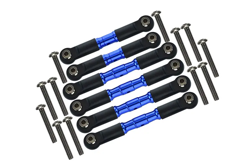 Arrma Granite 4X4 / Big Rock Crew Cab 4X4 Upgrade Parts Stainless Steel Adjustable Tie Rods - 6Pc Set Blue 1
