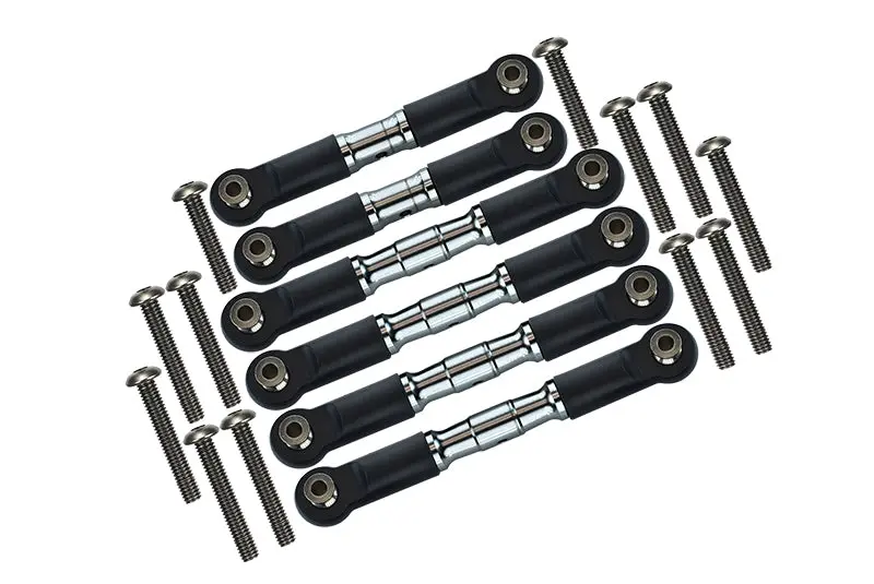 Arrma Granite 4X4 / Big Rock Crew Cab 4X4 Upgrade Parts Stainless Steel Adjustable Tie Rods - 6Pc Set Gray Silver 1