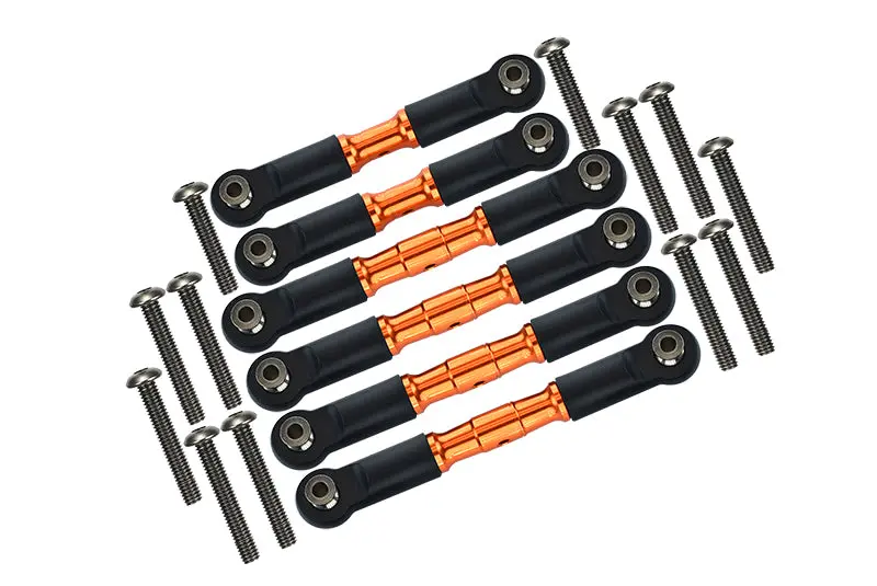 Arrma Granite 4X4 / Big Rock Crew Cab 4X4 Upgrade Parts Stainless Steel Adjustable Tie Rods - 6Pc Set Orange 1