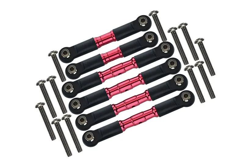 Arrma Granite 4X4 / Big Rock Crew Cab 4X4 Upgrade Parts Stainless Steel Adjustable Tie Rods - 6Pc Set Red 1