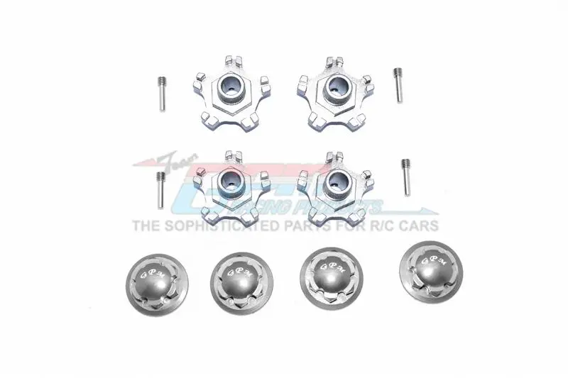 Arrma Infraction 6S Blx Aluminum Wheel Hex (+6Mm) + Wheel Lock - 8Pc Set Gray Silver 1