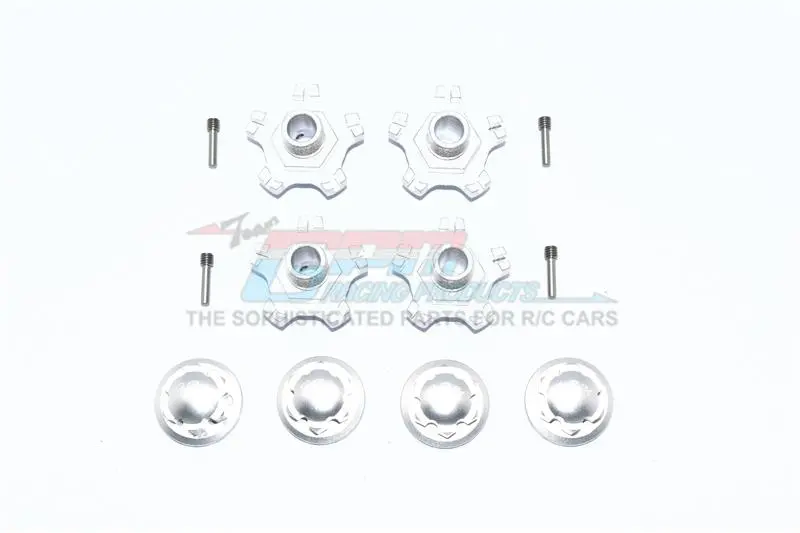 Arrma Infraction 6S Blx Aluminum Wheel Hex (+6Mm) + Wheel Lock - 8Pc Set Silver 1
