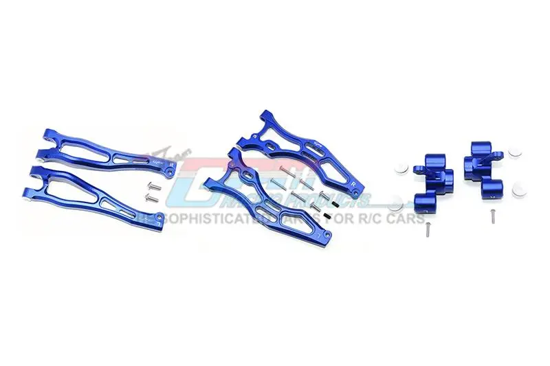 Arrma Kraton 6S / Outcast 6S / Notorious 6S / Kraton 6S V5 / Notorious 6S V5 Aluminum Front Upper & Lower Arms + Front Knuckle Arms - 22Pc Set Blue 1