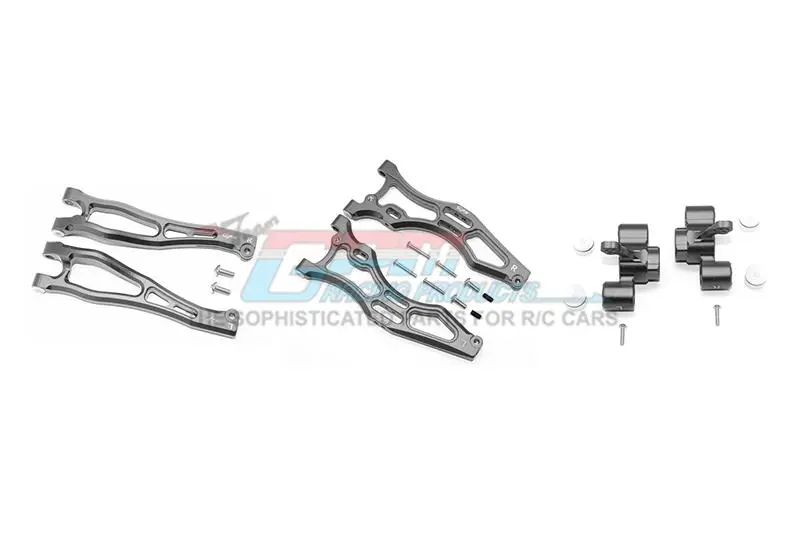 Arrma Kraton 6S / Outcast 6S / Notorious 6S / Kraton 6S V5 / Notorious 6S V5 Aluminum Front Upper & Lower Arms + Front Knuckle Arms - 22Pc Set Gray Silver 1