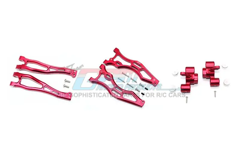 Arrma Kraton 6S / Outcast 6S / Notorious 6S / Kraton 6S V5 / Notorious 6S V5 Aluminum Front Upper & Lower Arms + Front Knuckle Arms - 22Pc Set Red 1