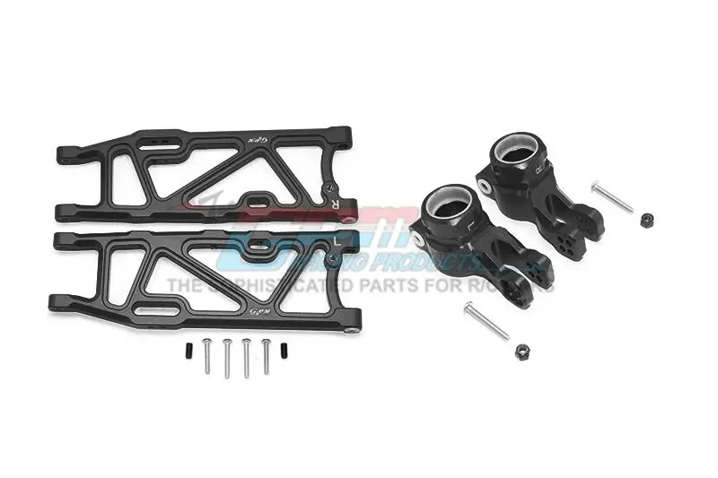 Arrma Kraton / Outcast / Notorious 6S Blx Aluminum Rear Lower Arms + Rear Knuckle Arms - 14Pc Set Black 1