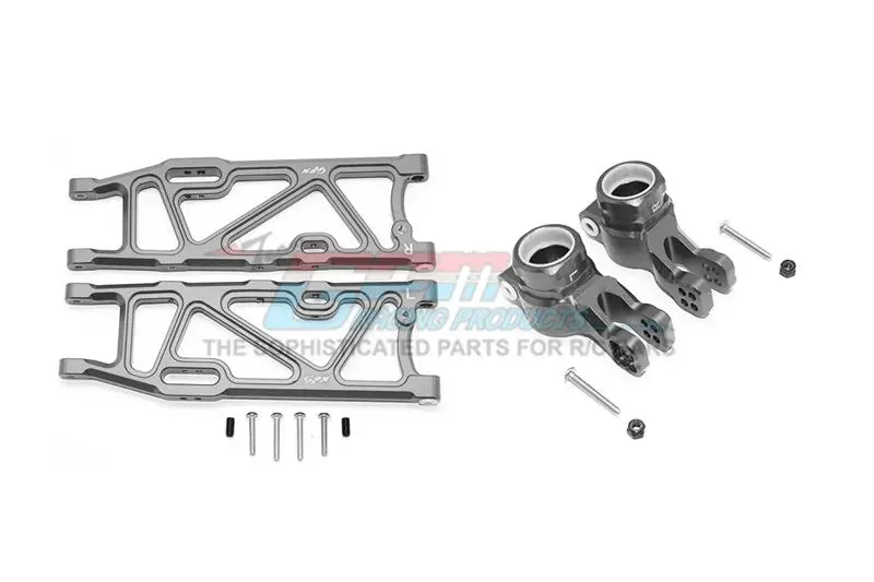 Arrma Kraton / Outcast / Notorious 6S Blx Aluminum Rear Lower Arms + Rear Knuckle Arms - 14Pc Set Gray Silver 1