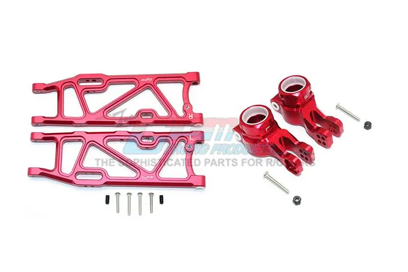 Arrma Kraton / Outcast / Notorious 6S Blx Aluminum Rear Lower Arms + Rear Knuckle Arms - 14Pc Set Red 1