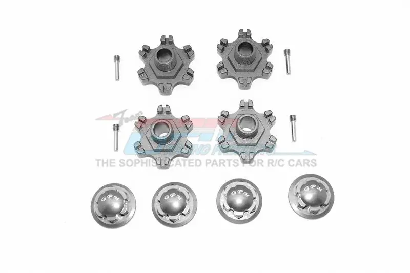 Arrma Limitless All-Road Speed Bash Aluminum Wheel Hex (+6Mm) + Wheel Lock - 8Pc Set Gray Silver 1