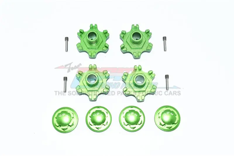 Arrma Limitless All-Road Speed Bash Aluminum Wheel Hex (+6Mm) + Wheel Lock - 8Pc Set Green 1