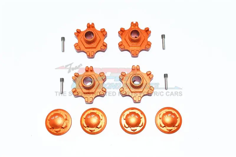 Arrma Limitless All-Road Speed Bash Aluminum Wheel Hex (+6Mm) + Wheel Lock - 8Pc Set Orange 1