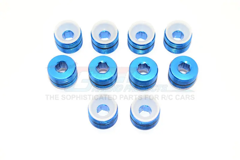 Arrma Nero 6S Blx (Ar106009, Ar106011) & Fazon 6S Blx (Ar106020) Aluminum + Delrin Collars For Gpm Front/Rear Knuckle Arms Item#Man021/Man022 - 10Pcs Set Blue 1