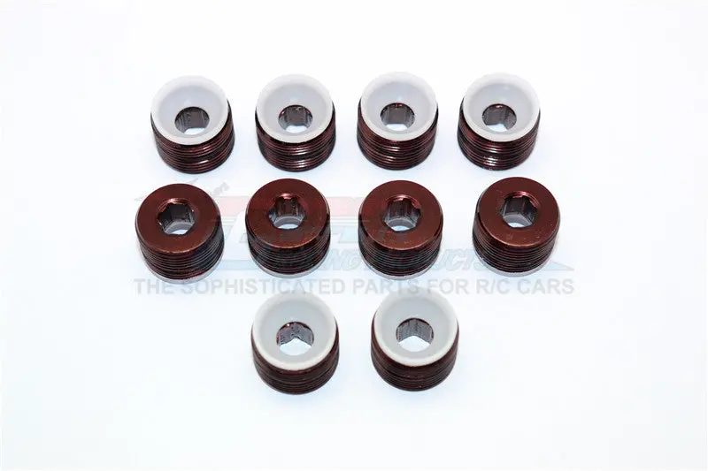 Arrma Nero 6S Blx (Ar106009, Ar106011) & Fazon 6S Blx (Ar106020) Aluminum + Delrin Collars For Gpm Front/Rear Knuckle Arms Item#Man021/Man022 - 10Pcs Set Brown 1