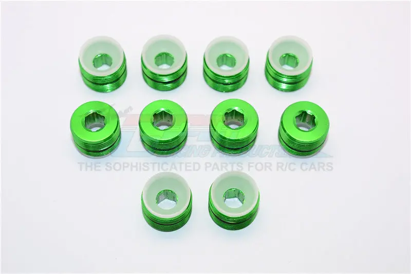 Arrma Nero 6S Blx (Ar106009, Ar106011) & Fazon 6S Blx (Ar106020) Aluminum + Delrin Collars For Gpm Front/Rear Knuckle Arms Item#Man021/Man022 - 10Pcs Set Green 1
