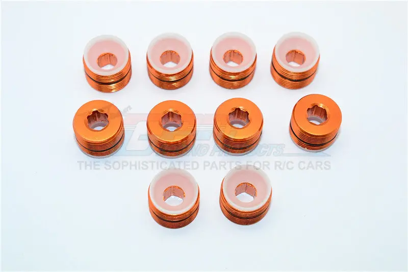 Arrma Nero 6S Blx (Ar106009, Ar106011) & Fazon 6S Blx (Ar106020) Aluminum + Delrin Collars For Gpm Front/Rear Knuckle Arms Item#Man021/Man022 - 10Pcs Set Orange 1