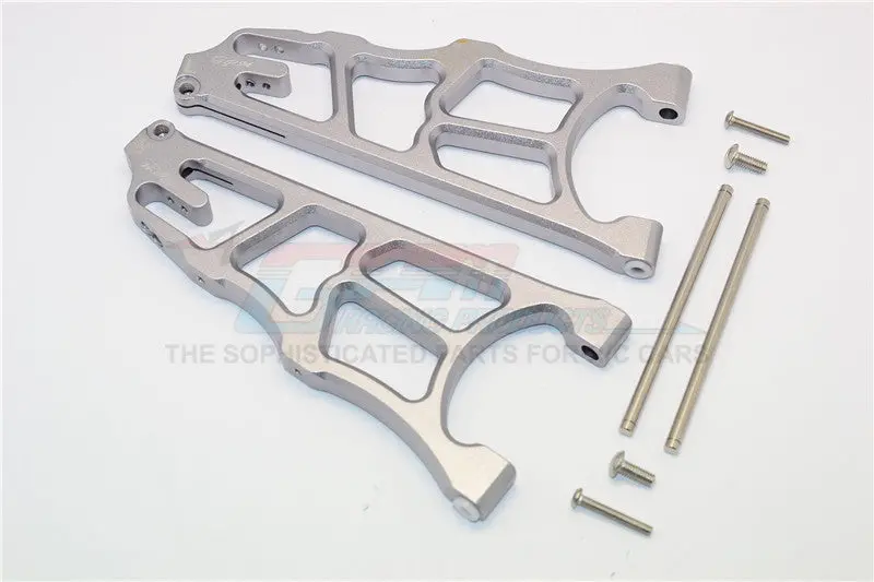 Arrma Nero 6S Blx (Ar106009, Ar106011) & Fazon 6S Blx (Ar106020) Aluminum Front Lower Arms - 1Pr Gray Silver 1