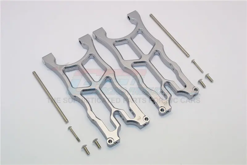 Arrma Nero 6S Blx (Ar106009, Ar106011) & Fazon 6S Blx (Ar106020) Aluminum Rear Lower Arms - 1Pr Gray Silver 1