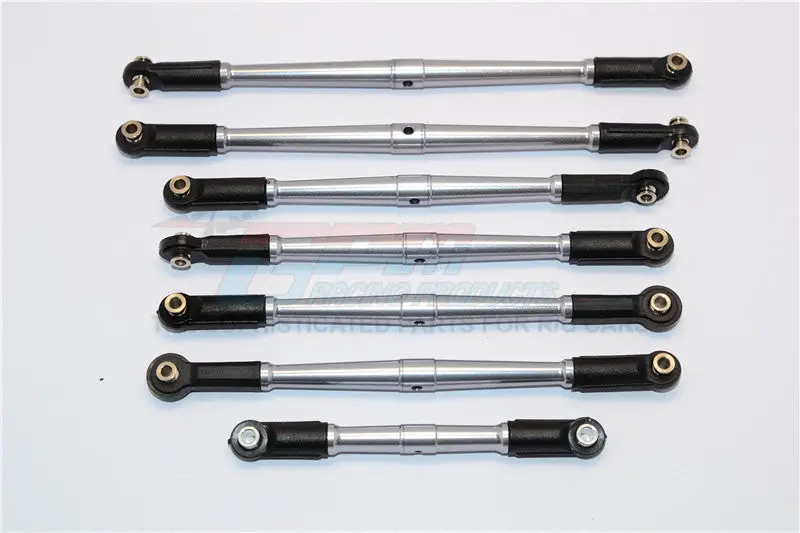 Arrma Nero 6S Blx (Ar106009, Ar106011) & Fazon 6S Blx (Ar106020) Aluminum Tie Rods - 7Pcs Set Gray Silver 1