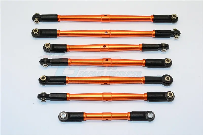 Arrma Nero 6S Blx (Ar106009, Ar106011) & Fazon 6S Blx (Ar106020) Aluminum Tie Rods - 7Pcs Set Orange 1