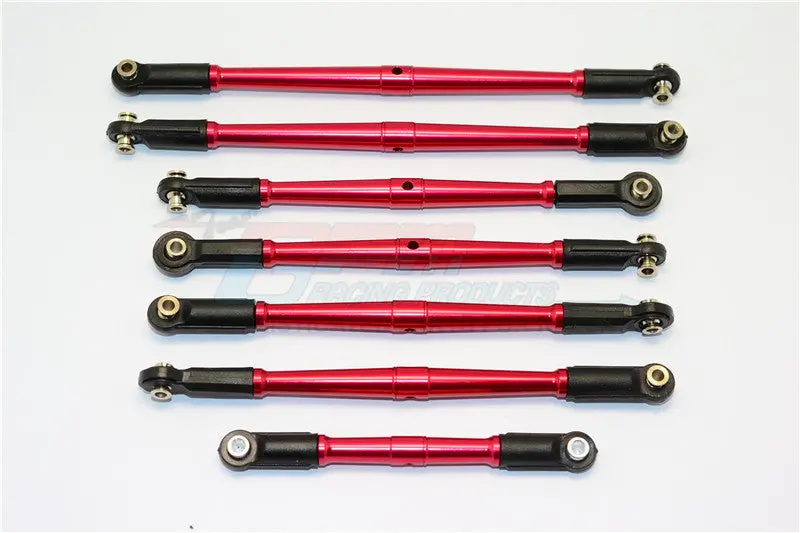 Arrma Nero 6S Blx (Ar106009, Ar106011) & Fazon 6S Blx (Ar106020) Aluminum Tie Rods - 7Pcs Set Red 1