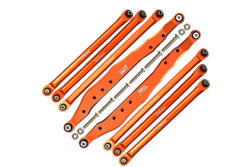 Axial 1/10 Rbx10 Ryft 4Wd Rock Bouncer Aluminum Upgrade Combo Set A (Trailing Arms + Chassis Links) - Orange 1