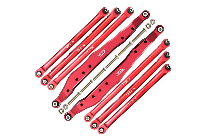 Axial 1/10 Rbx10 Ryft 4Wd Rock Bouncer Aluminum Upgrade Combo Set A (Trailing Arms + Chassis Links) - Red 1