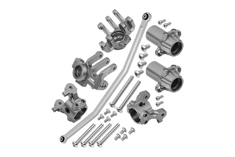 Axial 1/10 Rbx10 Ryft 4Wd Rock Bouncer Aluminum Upgrade Combo Set B (Front C-Hubs + Front & Rear Knuckle Arms + Steering Rod) - Gray Silver 1