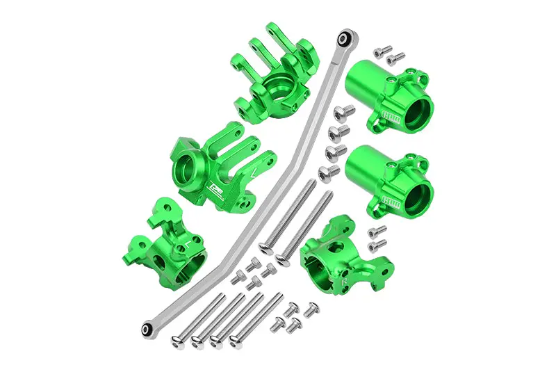 Axial 1/10 Rbx10 Ryft 4Wd Rock Bouncer Aluminum Upgrade Combo Set B (Front C-Hubs + Front & Rear Knuckle Arms + Steering Rod) - Green 1