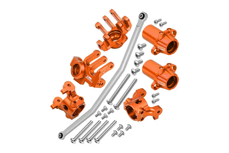 Axial 1/10 Rbx10 Ryft 4Wd Rock Bouncer Aluminum Upgrade Combo Set B (Front C-Hubs + Front & Rear Knuckle Arms + Steering Rod) - Orange 1