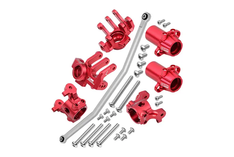 Axial 1/10 Rbx10 Ryft 4Wd Rock Bouncer Aluminum Upgrade Combo Set B (Front C-Hubs + Front & Rear Knuckle Arms + Steering Rod) - Red 1
