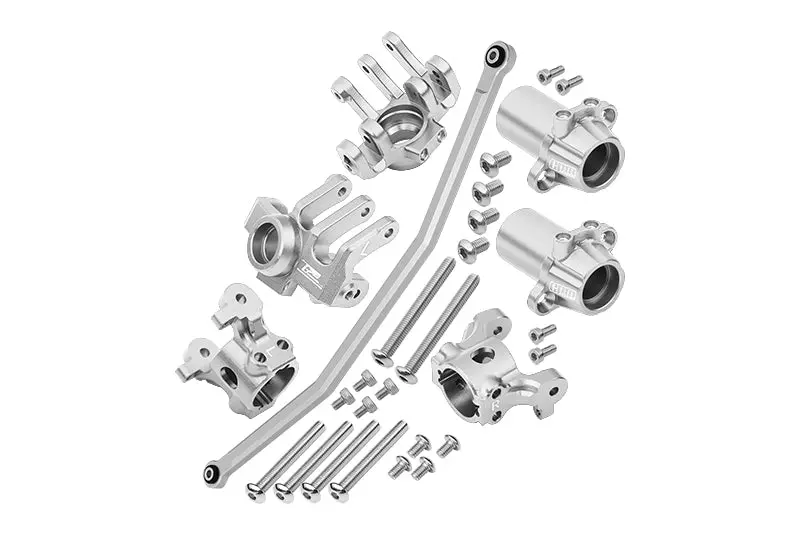 Axial 1/10 Rbx10 Ryft 4Wd Rock Bouncer Aluminum Upgrade Combo Set B (Front C-Hubs + Front & Rear Knuckle Arms + Steering Rod) - Silver 1