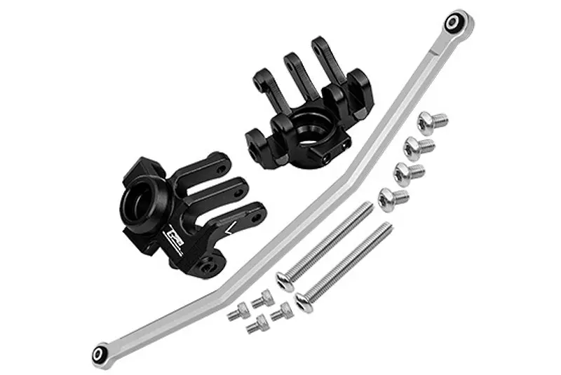 Axial 1/10 Rbx10 Ryft 4Wd Rock Bouncer Axi03005 Aluminum Front Knuckle Arm With Steering Rod - 13Pc Set Black 1