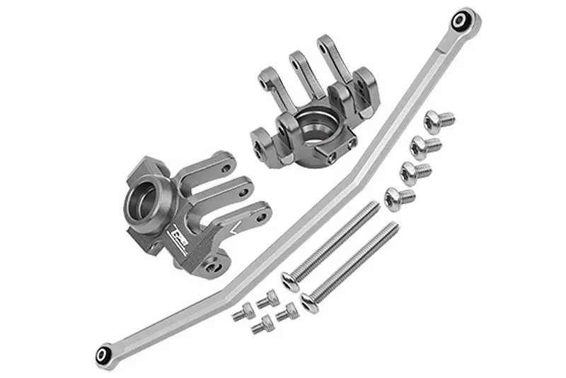 Axial 1/10 Rbx10 Ryft 4Wd Rock Bouncer Axi03005 Aluminum Front Knuckle Arm With Steering Rod - 13Pc Set Gray Silver 1