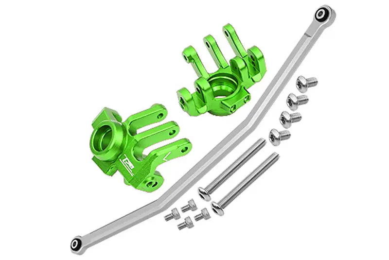 Axial 1/10 Rbx10 Ryft 4Wd Rock Bouncer Axi03005 Aluminum Front Knuckle Arm With Steering Rod - 13Pc Set Green 1