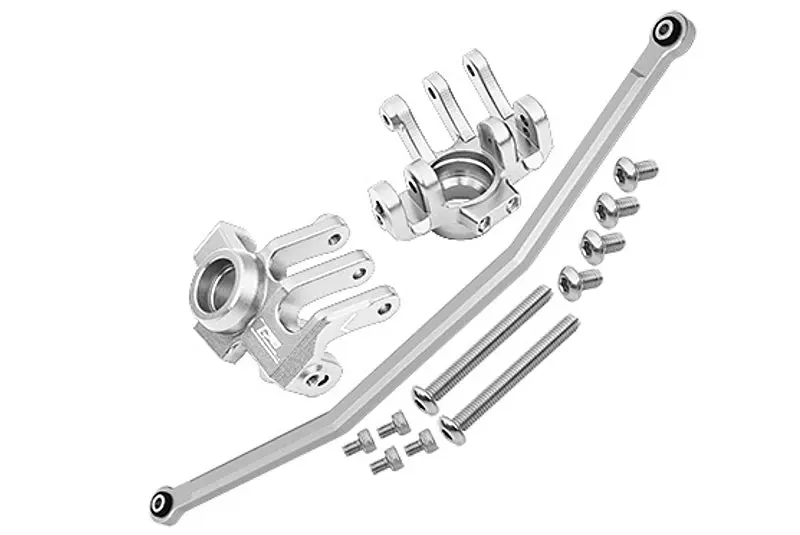 Axial 1/10 Rbx10 Ryft 4Wd Rock Bouncer Axi03005 Aluminum Front Knuckle Arm With Steering Rod - 13Pc Set Silver 1