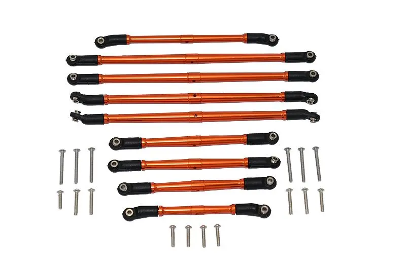 Axial 1/10 Scx10 Iii Jt Gladiator (Axi03006) Aluminum Adjustable Tie Rods - 9Pc Set Orange 1