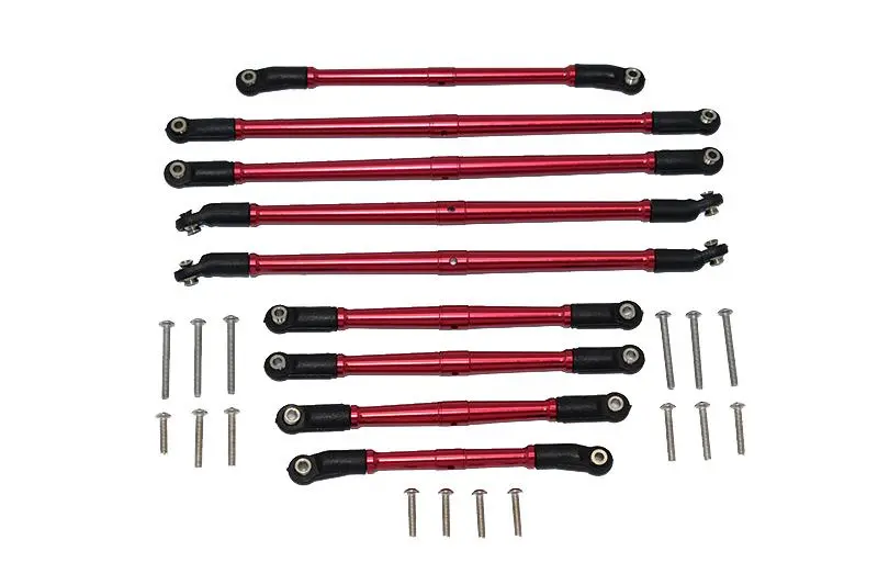 Axial 1/10 Scx10 Iii Jt Gladiator (Axi03006) Aluminum Adjustable Tie Rods - 9Pc Set Red 1