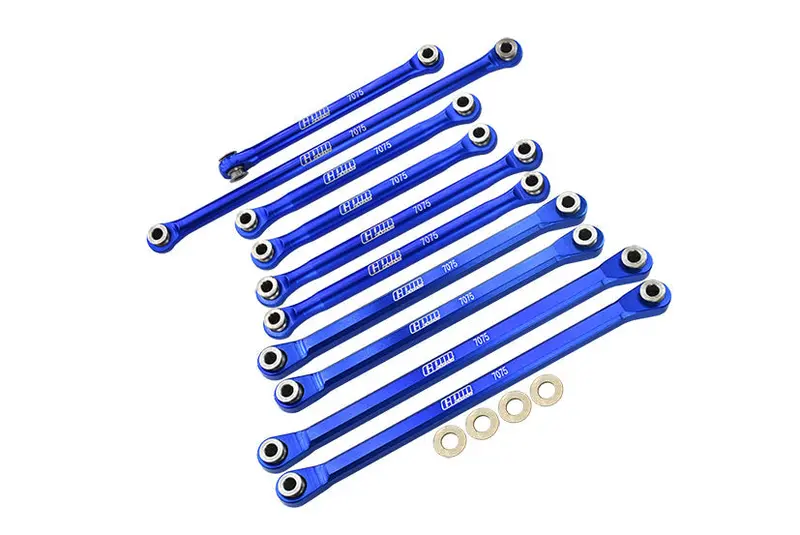 Axial 1/18 Utb18 Capra 4Wd Unlimited Trail Buggy Axi01002 Aluminum 7075-T6 Front & Rear Chassis Links Parts Tree + Front Steering Link Rod - Blue 1