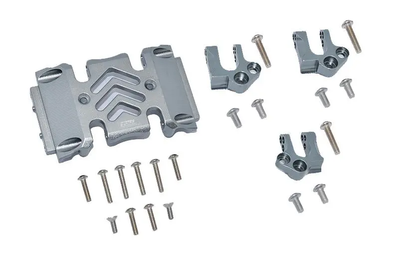 Axial 1:10 Scx10 Iii Wrangler Axi03007 / Gladiator Axi03006 Aluminum Center Gear Box Case And Mount - 23Pc Set Gray Silver 1
