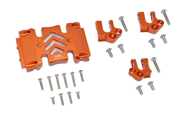 Axial 1:10 Scx10 Iii Wrangler Axi03007 / Gladiator Axi03006 Aluminum Center Gear Box Case And Mount - 23Pc Set Orange 1
