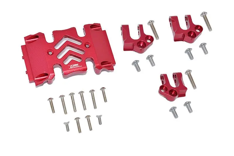 Axial 1:10 Scx10 Iii Wrangler Axi03007 / Gladiator Axi03006 Aluminum Center Gear Box Case And Mount - 23Pc Set Red 1