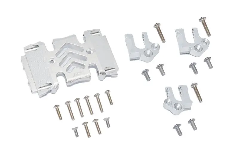 Axial 1:10 Scx10 Iii Wrangler Axi03007 / Gladiator Axi03006 Aluminum Center Gear Box Case And Mount - 23Pc Set Silver 1