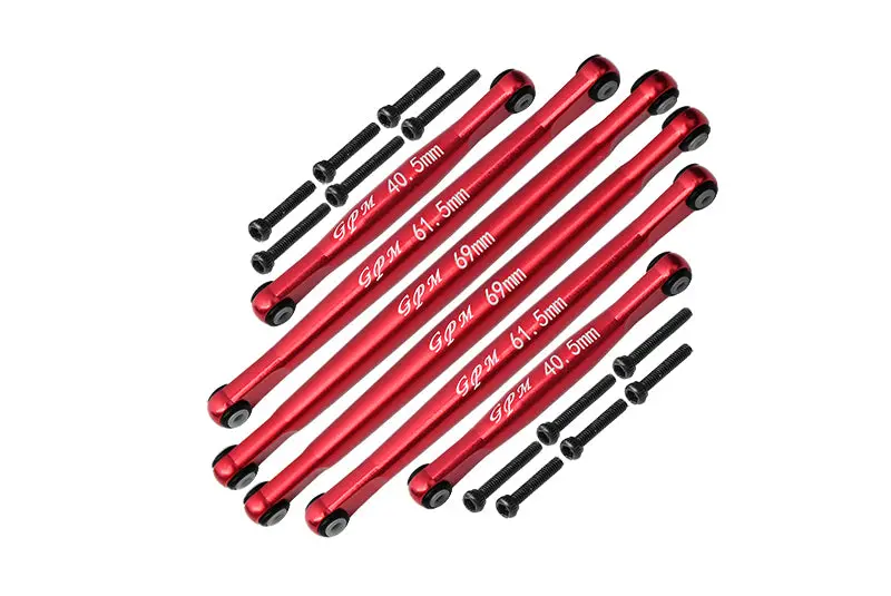 Axial 1:24 Scx24 Deadbolt Axi90081 Aluminium Suspension Links - 18Pc Set Red 1