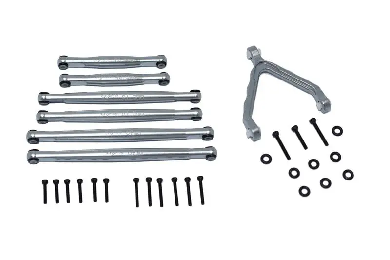 Axial 1:24 Scx24 Deadbolt Axi90081 Aluminium Suspension Links + Front Upper Link Mount - 30Pc Set Gray Silver 1
