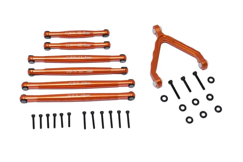 Axial 1:24 Scx24 Deadbolt Axi90081 Aluminium Suspension Links + Front Upper Link Mount - 30Pc Set Orange 1