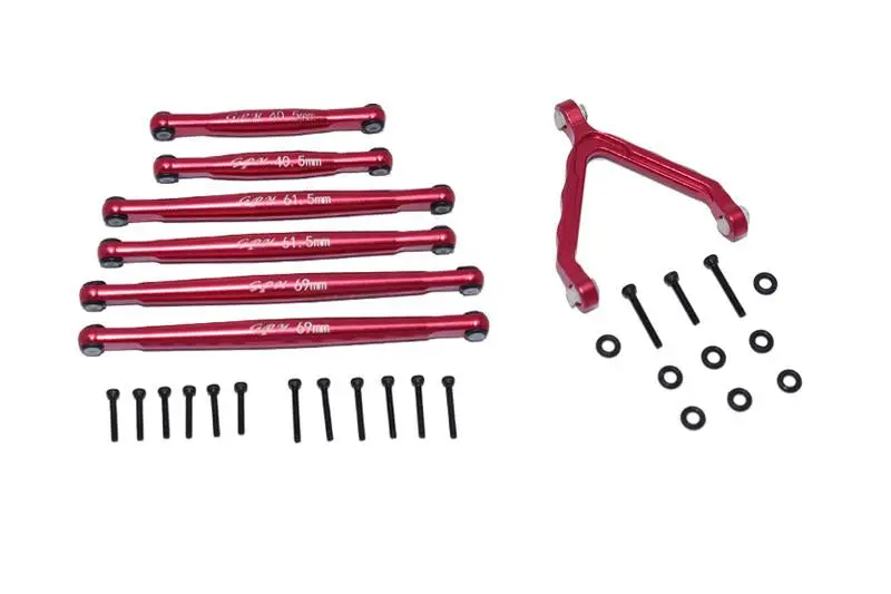 Axial 1:24 Scx24 Deadbolt Axi90081 Aluminium Suspension Links + Front Upper Link Mount - 30Pc Set Red 1