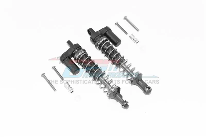 Axial Capra 1.9 Unlimited Trail Buggy Aluminum Front Or Rear L-Shape Piggy Back Spring Dampers 100Mm - 2Pc Set Gray Silver 1