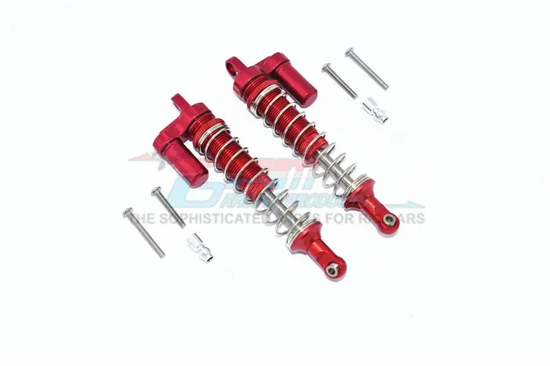 Axial Capra 1.9 Unlimited Trail Buggy Aluminum Front Or Rear L-Shape Piggy Back Spring Dampers 100Mm - 2Pc Set Red 1